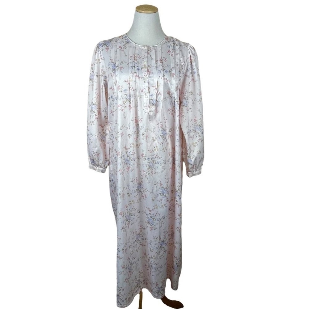 Vintage Aria Cottagecore Grannycore Feminine Floral Satin Fleece-Lined Sz. Small